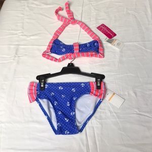 NWT GIRLS NAUTICAL ANCHOR SWIMSUIT TWO PIECE